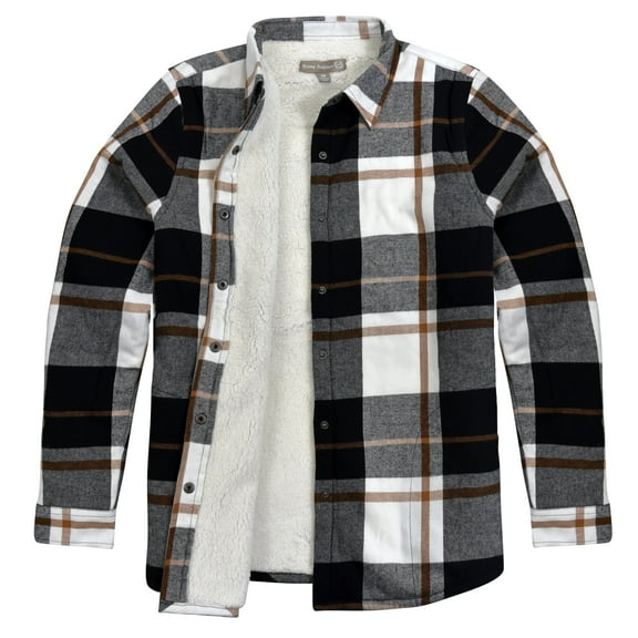 Victory Outfitters Women's Snap Front Sherpa Lined Soft Flannel Shirt Jacket - Mustard- XXL