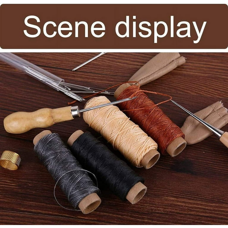 Zlulary 46 Pcs Leather Sewing Kit, Upholstery Repair Set, Leather Craft Tools, Upholstery Carpet Leather Canvas DIY Sewing Accessories, Suitable for