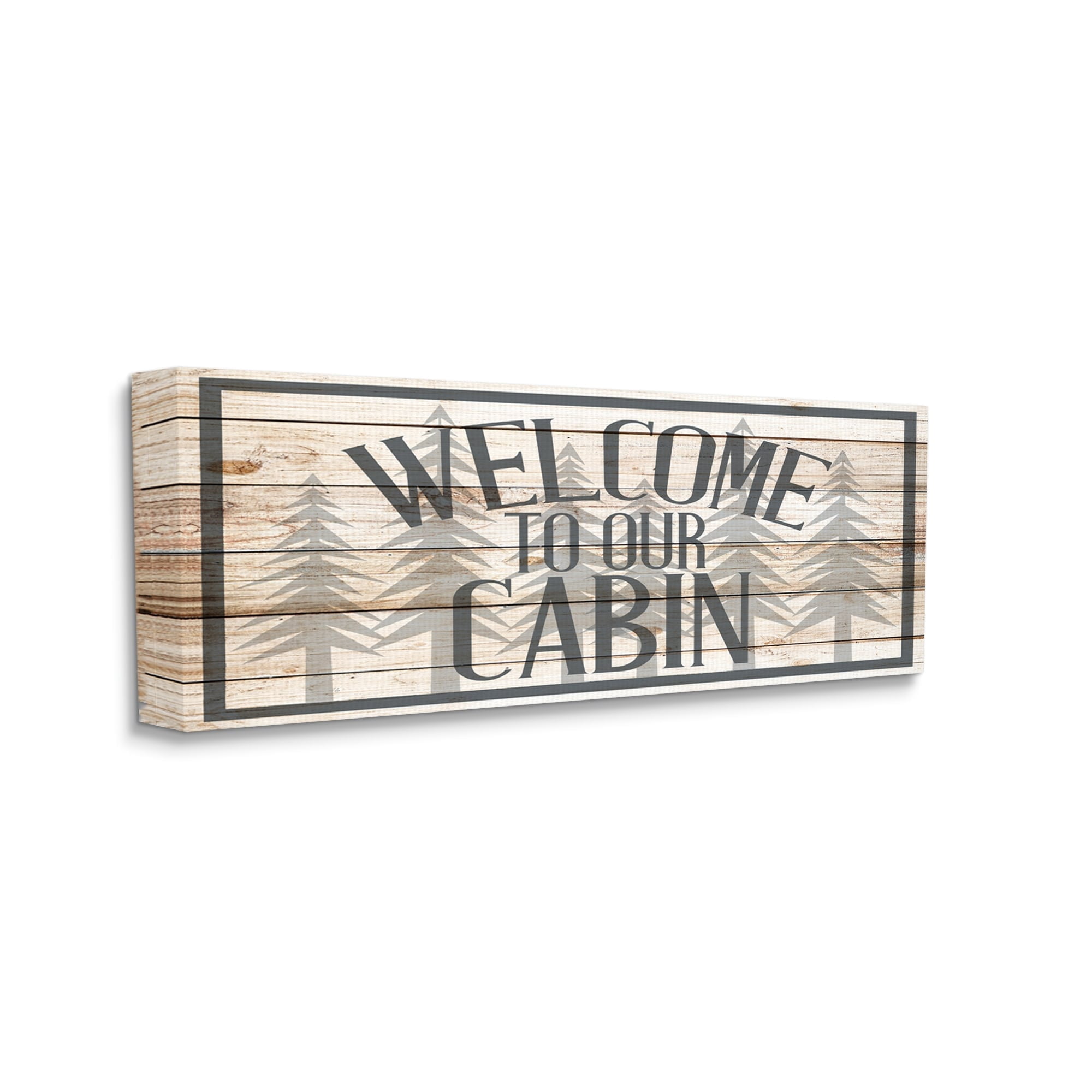 Stupell Industries Cabin Welcome Sign Rustic Pine Trees Text Design, 40 x 17, Design by Kim Allen