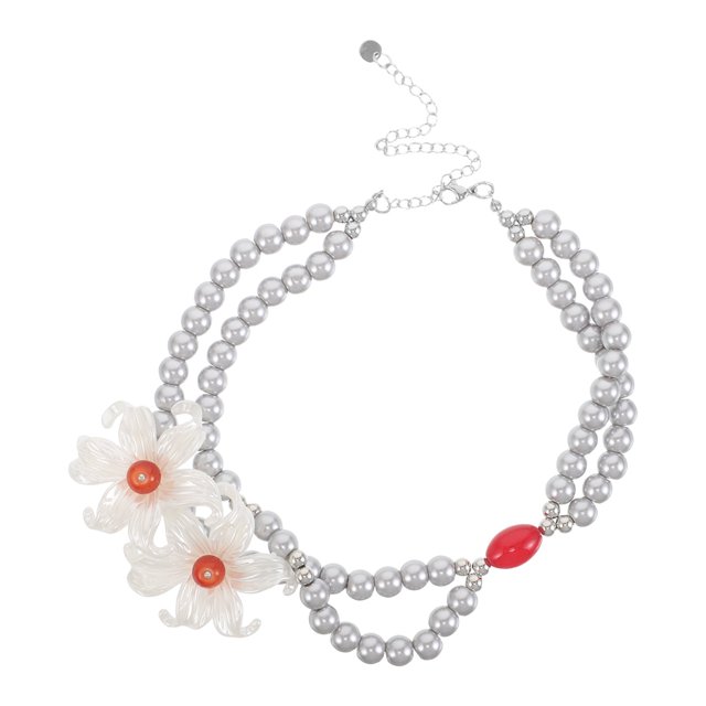 Collares de perlas de imitación para mujer, estilo francés vintage, gargantilla de flores de doble capa, joyería nupcial para el cuello para mujeres y niñas.