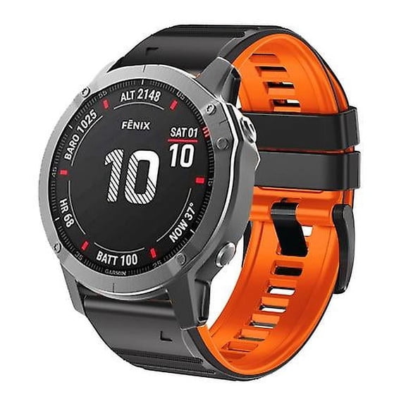 For Garmin Fenix 7/7x/6/6x/5/5x 22mm Two-color Silicone Watch Band