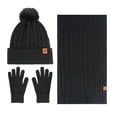 thumbnail image 3 of EHRWE Winter Beanie Hat Scarf Gloves Set For Women Solid Color Double Layer Wool And Thick Warm Wool Hat Scarf Gloves 3 Piece Set Classic, 3 of 4