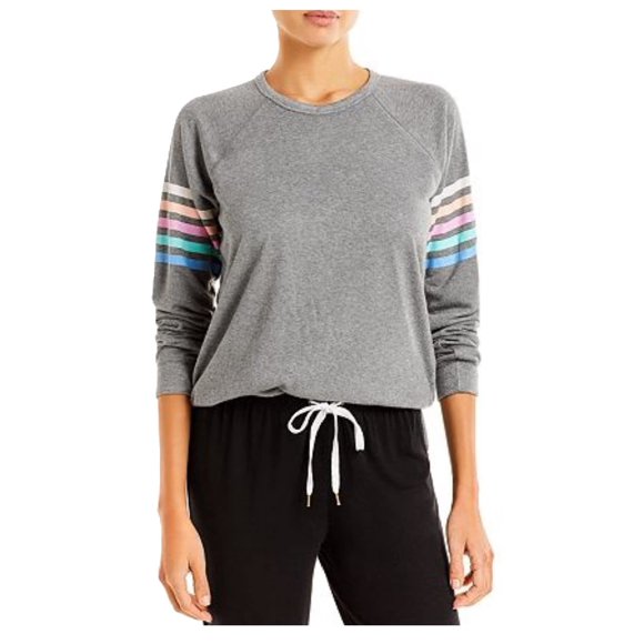 PJ Salvage Women's Graphic Lounge Long Sleeve Crewneck Top Heather Charcoal X-Small