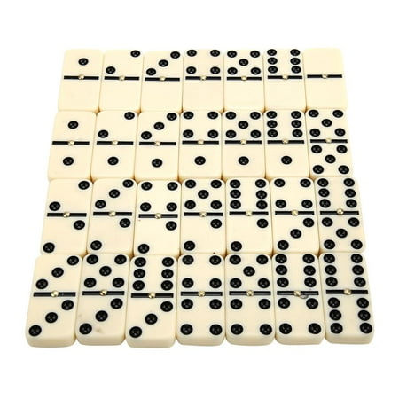 WALFRONT Mini Dominoes 28 Piece White with Black Spots Dots Traditional ...