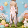 thumbnail image 3 of 1-10 Years Toddler Baby Girl Easter Outfit Rabbit Sleeveless Romper Jumpsuit Overalls Spaghetti Strap Wide Leg Summer Suspender Pants Playsuit Light Pink, 3 of 6