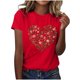 thumbnail image 1 of Primavera Top Mujeres de Moda de Cuello Redondo con Patrones de Corazón de Manga Corta Camiseta Top para Uso Diario Y de Fiesta, 1 of 5