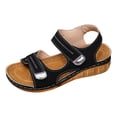 thumbnail image 5 of Rokment Women's Orthopedic Wedge Walking Sandals Beach Comfortable Arch Support Platform Mid Heels Non Slip Work Summer Shoes for Woman with Adjustable Straps Black Size 8, 5 of 6