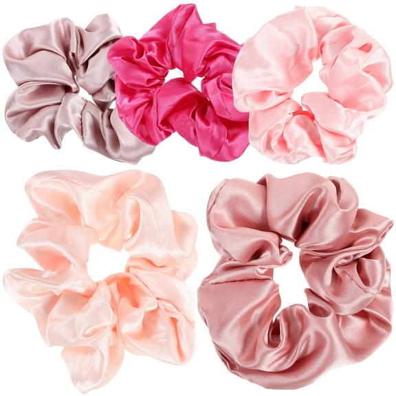 LEORX 5Pcs Silk Scrunchies Assorted Color Cloth Ponytail Holders Hair Accessories for Decoration