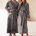 thumbnail image 4 of RXIRUCGD Peignoir Long pour Femme à Col Épaissi, Col Confortable, Robe de Nuit, Tenue d'Intérieur ( Gris, Taille : 3TG ), 4 of 6