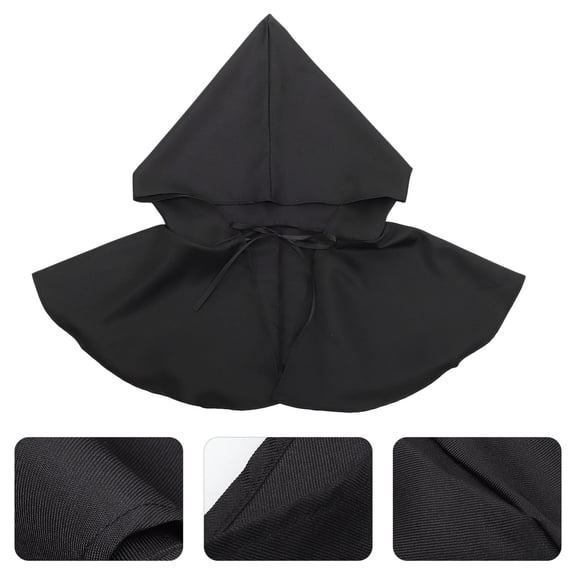 TABLZONE Medieval Cowl Hood Cosplay Accessory Black Polyester Fiber for Decoration