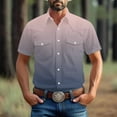 thumbnail image 2 of BiZtdJrK Big and Tall Cargo Shirts for Men with Pockets Gradient Color Button Down Tees Shirt Casuak Lapel Short Sleeve Work Tops Navy L, 2 of 9