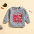 thumbnail image 3 of Baby Boys Girls Sweatshirt Valentine's Day Letter Print Long Sleeve Sweat Shirt Unisex Kids Pullover Tops Grey 12-18 Months, 3 of 4