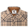 thumbnail image 4 of COEVALS CLUB Men's Flannel Western Pearl Snap Corduroy Lined Plaid Work Long Sleeve Shirts 05 Khaki Navy X-Large, 4 of 7