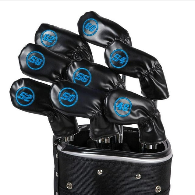 Colaxi 8 Pcs Couvre-Têtes de Golf en Fer Cadeau pour Golfeur Ensemble de Protection Noir