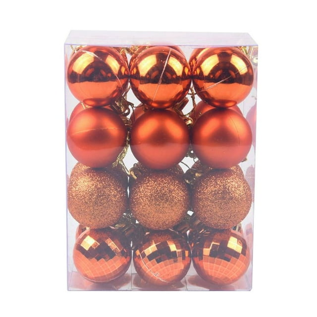 PENGXIANG 24 Pcs/Set 4cm Christmas Tree Ornament Increase Atmosphere Decorative Scene Layout Lightweight with Rope Christmas Tree Decoration Shiny Reflective Classic Balls for Christmas