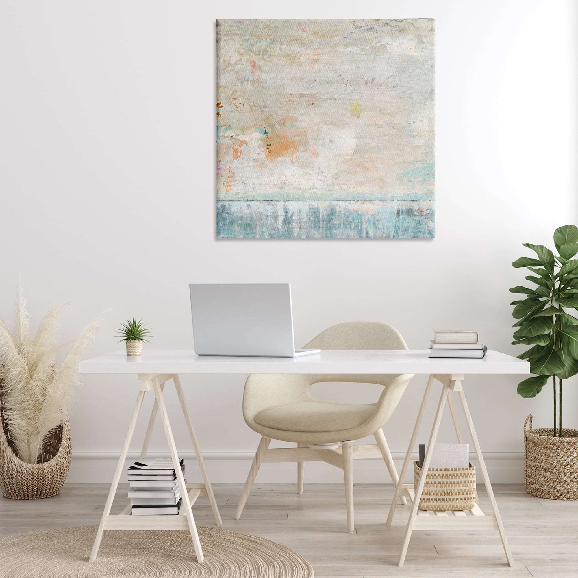 Stupell Industries Rustic Abstract Paint Strokes Abstract Painting Gallery Wrapped Canvas Art Print Wall Art, 36 x 36