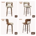 thumbnail image 3 of ClinQ 26 inch Swivel Bar Stools Set of 2, Counter Height Bar Chairs with Walnut Legs and Silver Ring Footrest, Upholstered Linen Fabric, Camel, 3 of 3