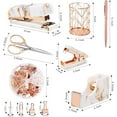 thumbnail image 2 of Famassi Rose Gold Desk Accessories，Office Supplies Set Acrylic Stapler Set Staple Remover, Tape Holder, 2 Ballpoint Pen, Scissor, Binder/Paper Clips and 1000pcs Staples., 2 of 10