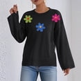 thumbnail image 1 of HongQid Chandail Floral pour Femmes Manches Longues Col Rond Décontracté Coloré, 1 of 6