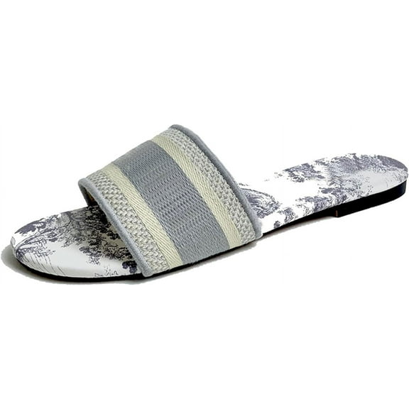 Women's Embroidered Band Sandals Open Toe Flat Sandals Summer Shoes