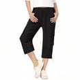 thumbnail image 2 of SAWOBUUN Kids Boys Girls Cargo Capri Pants School Uniform Elastic Waist Casual Straight Leg Cropped Trousers with Side Pockets, 2 of 7