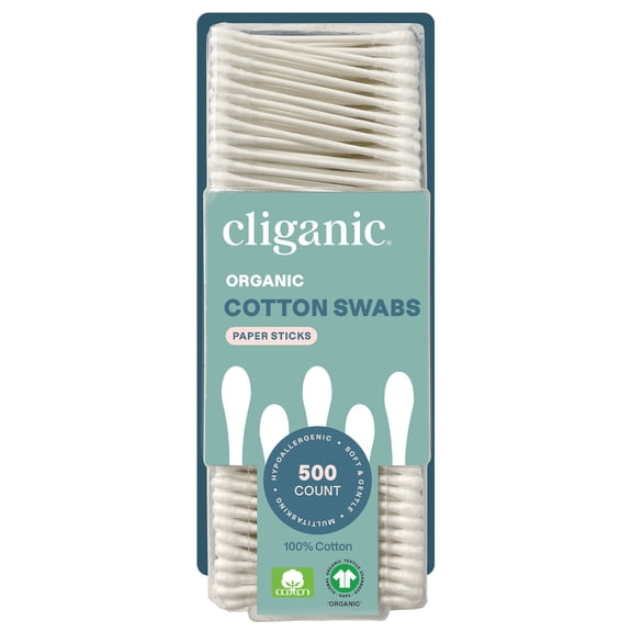 Cliganic Organic Cotton Swabs, 500 Count