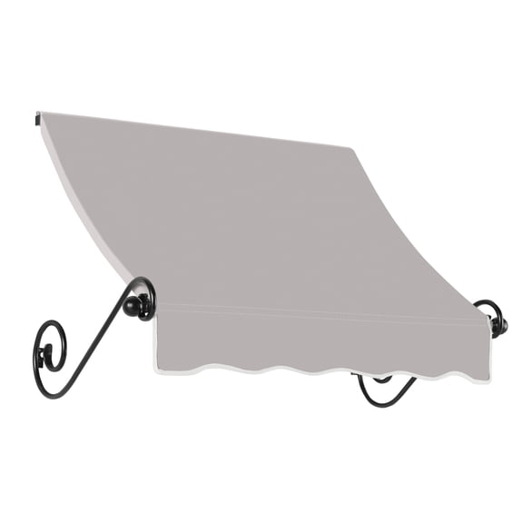 Awntech 3.38 Ft Charleston Sloped Fixed Awning with Scrolled Iron Arms (40.5in x 24in x 36in), Gray