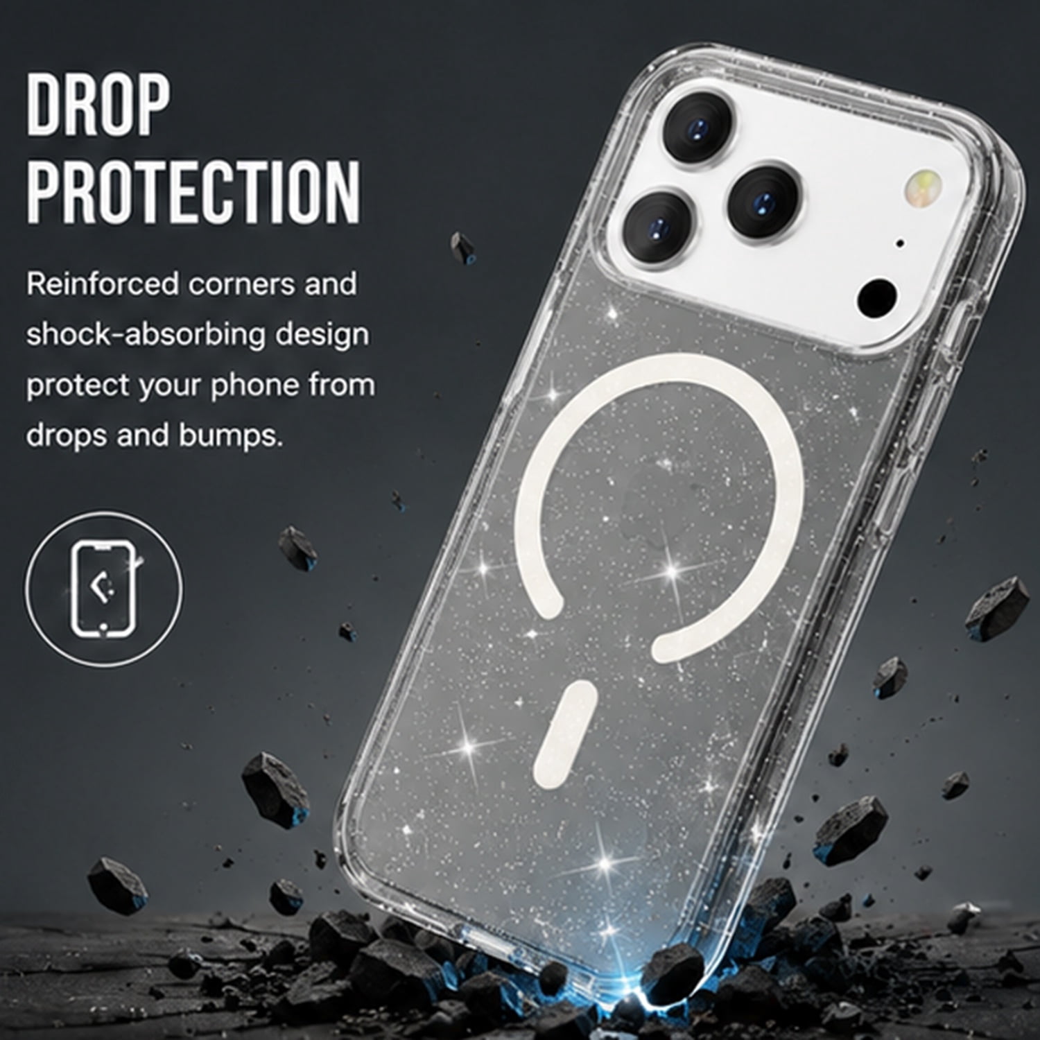 Slim Transparent Color Case with Magsafe for iPhone 17 Pro - Sparkle Black