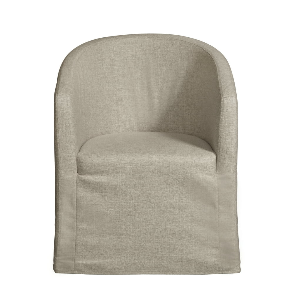 HomeFare Slipcover Barrel Back Chair With Casters Beige
