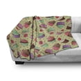 thumbnail image 3 of Coffee Soft Flannel Fleece Throw Blanket, Coffee Shop Bakery Inspired Tasty Cupcake Pattern on a Polka Dot Hearts Backdrop, Cozy Plush for Indoor and Outdoor Use, 50" x 70", Multicolor, by Ambesonne, 3 of 6