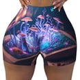 thumbnail image 2 of Rateoe Book Glowing Mushrooms Printed Power Workout Shorts for Women Tummy Control Squat Proof Ribbed Thick Seamless Scrunch Active Short-Large, 2 of 8