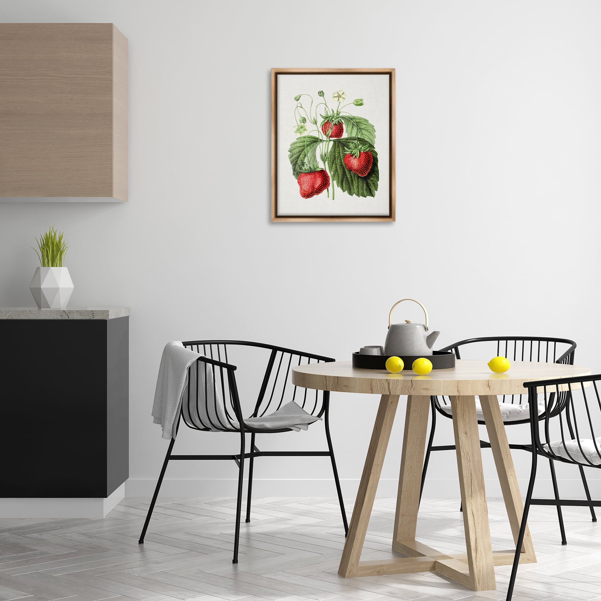 Stupell Industries Vintage Strawberries Study Food & Beverage Painting Brown Floater Framed Art Print Wall Art, 17 x 21
