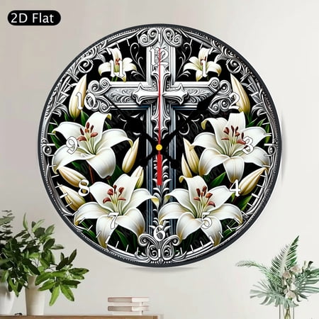 Purple Awareness Ribbon Butterfly Floral Round Wall Clock Silent Non-Ticking Decor