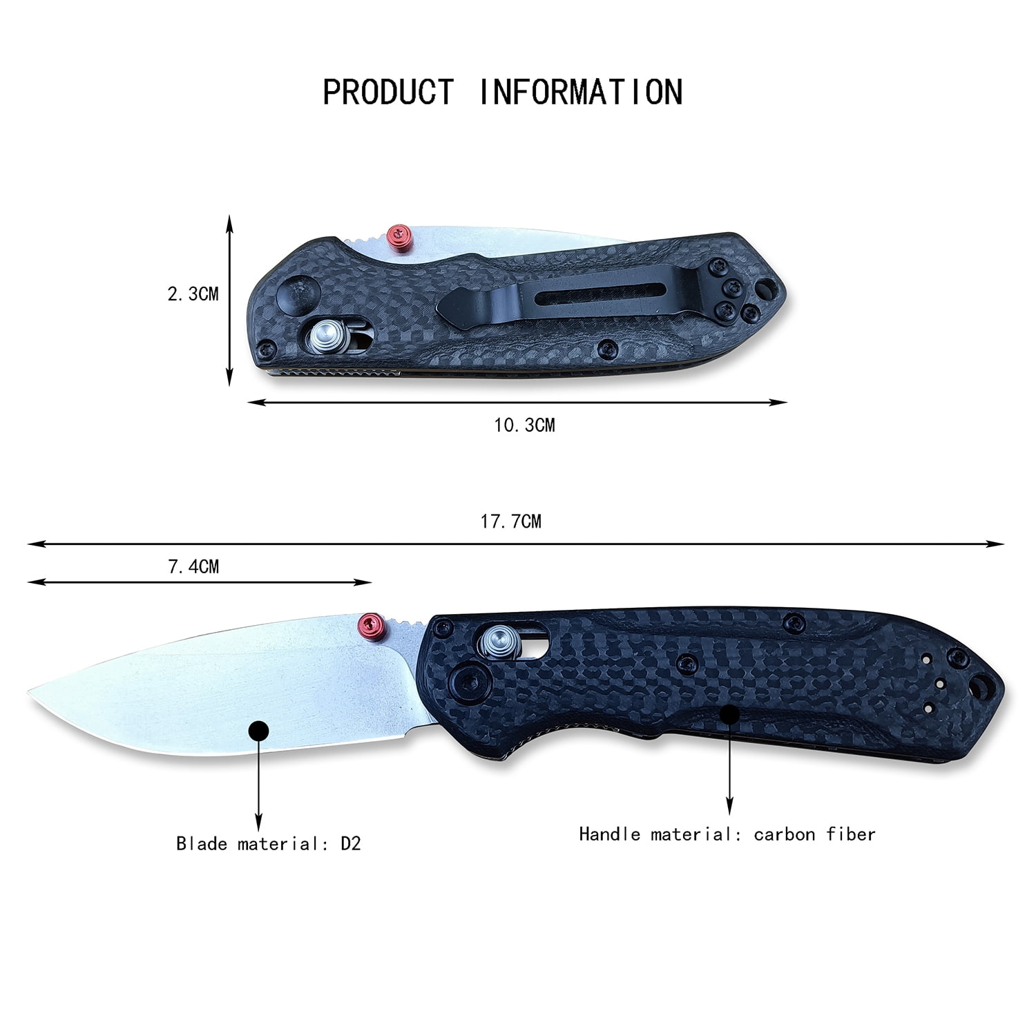 7"Folding Pocket Knife,D2 Steel Blade, Carbon Fiber Handle, Axis Lock Knife, With Pocket Clip for Outdoor Camping