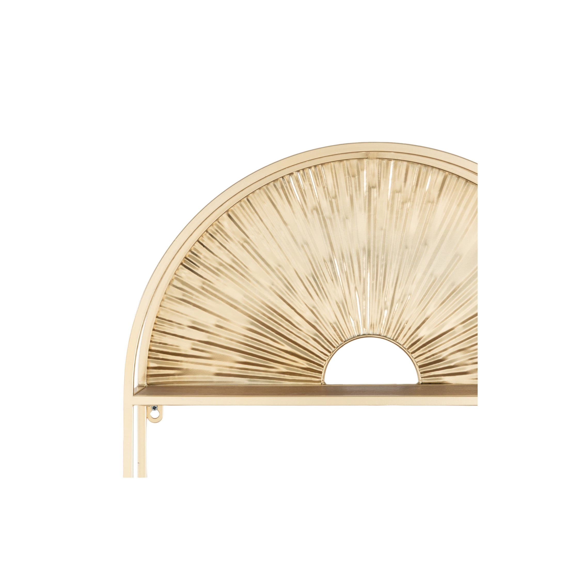 DecMode 20" x 6" 2-Tier Gold Sunburst Wall Shelf with Half-Moon Cutout