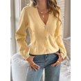 thumbnail image 4 of Women'S Fall Cardigan Sweater Fashion Trend Long Sleeve Top Casual Jacket Vacation Button Sweater Light Yellow L, 4 of 6