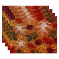 Simply Daisy 18" x 14" Watercolor Leaves Floral Print Placemats, Set of 4
