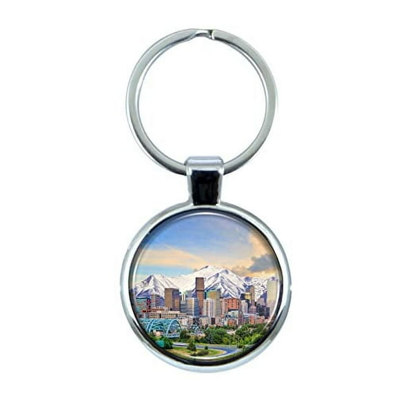 Denver Colorado Keychain with Epoxy Dome and Metal Keyring