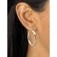 thumbnail image 3 of PalmBeach Jewelry Tri-Tone 3-Pair Set of Hoop Earrings in Goldtone, Rose Tone and Silvertone (1 1/4"), 3 of 6
