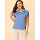 thumbnail image 2 of Blusa De Verano Allegra K Con Cuello Peter Pan Y Mangas Abullonadas Para Mujer Azul S, 2 of 5