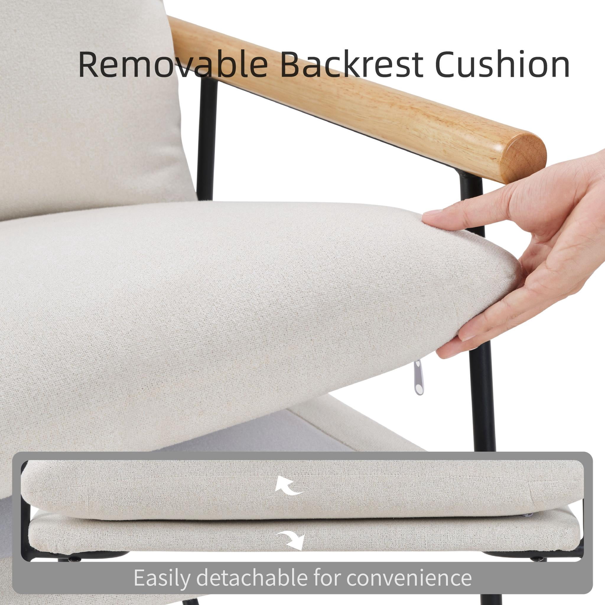 Howcool Sling Accent Chair, Comfy Vanity Chair with Removable Cushion and Storage Bag for Living Room, Bedroom, Office