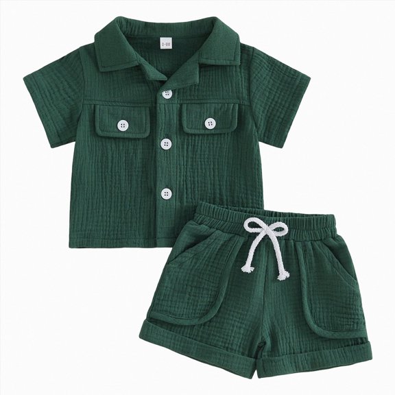 ZHANGDER Toddler Baby Boy Outfit Summer Outfits Short Sleeve T Shirt and Shorts Set Cool Short Sets, Green 2-3 Years