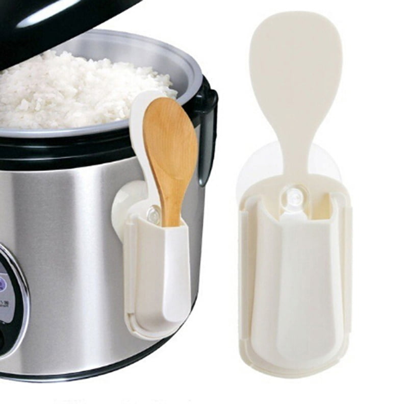 1x Rice Cooker Spoon Storage Rack Can Suck Pot Wall Suction Cup Spoon Holder Top 