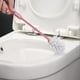thumbnail image 5 of Juego de cepillo y limpiador para inodoro compacto con mango ergonómico, diseño moderno, base de drenaje hueca y cabezal de cepillo suave para la limpieza del baño, gris/rosa/verde., 5 of 6