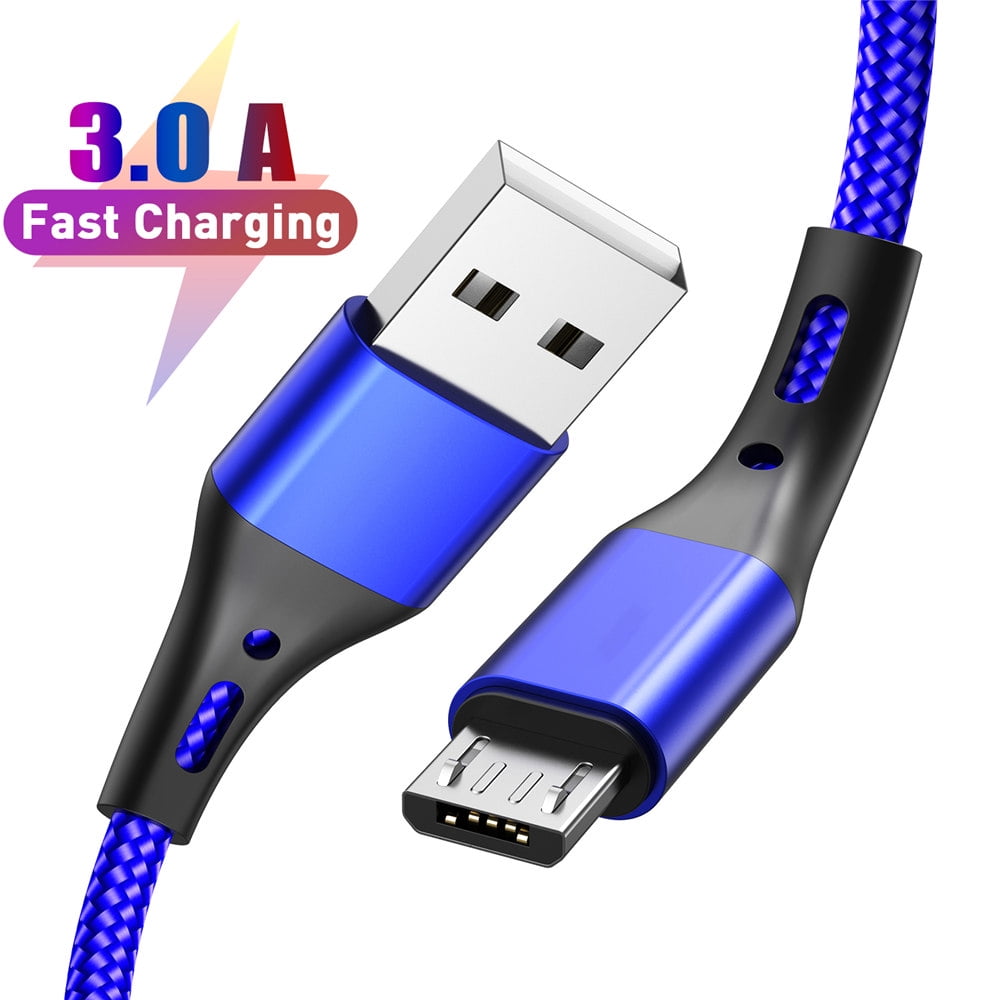 1m 20AWG Braided Strong Micro-USB FAST Charger Data Cable Mobile Phone Tablet 