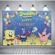 SpongeBob SquarePants Birthday Party Decoration, 5x3.5ft Happy Birthday Backdrop