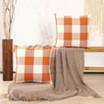 thumbnail image 6 of Orange Decorative Couch Pillows Farmouse Buffalo Plaid Fall Pillow Covers 18x18 Set of 2 Fall Outdoor Decor Linen Throw Pillows 18 x 18 for Sofa Porch Patio and Yard, 6 of 6