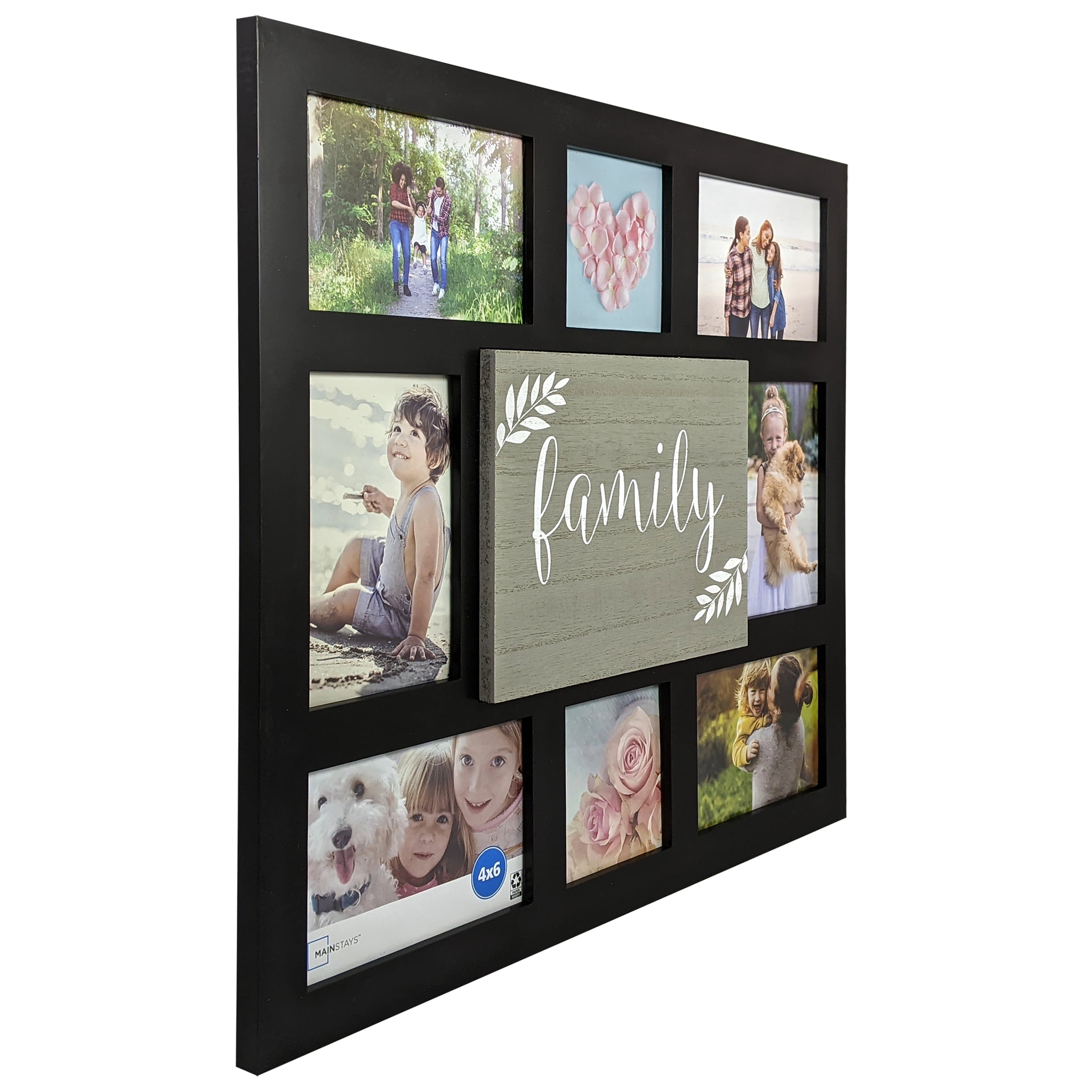 Mainstays 8-Opening Plaque Black Wall Collage Frame (Holds 6-4x6" & 2-4x4" Photos)