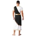 thumbnail image 3 of TiaoBug Men's Ancient Greek Cosplay Fancy Dress Costume Short Sleeve Toga Halloween Roman Robe Black XXL, 3 of 5