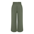 thumbnail image 5 of Lroveb Wide Leg Pants for Women, Womens High Waisted Culottes Palazzo Pants, Solid Color Fashionable Casual Ice Silk Wrinkled Button Split Pants Army Green, 5 of 8